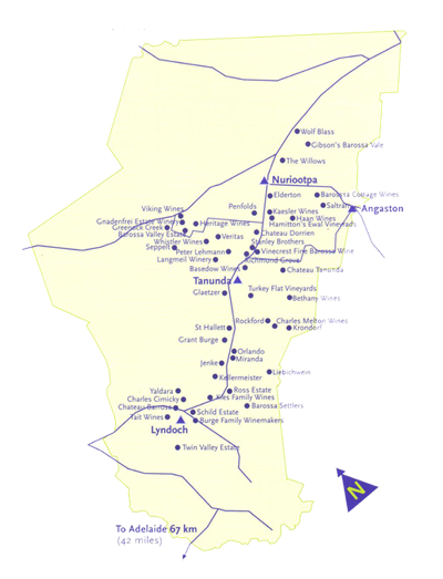 澳洲朗翡洛进口红酒-集团名庄-巴罗萨-地图